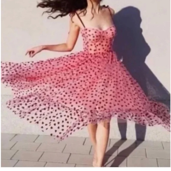Betsey Johnson Dresses & Skirts - Betsey Johnson Pink Polka Dot Midi Dress